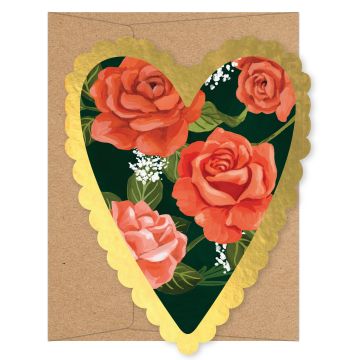 Red Roses Heart Specialty Valentine Greeting Card